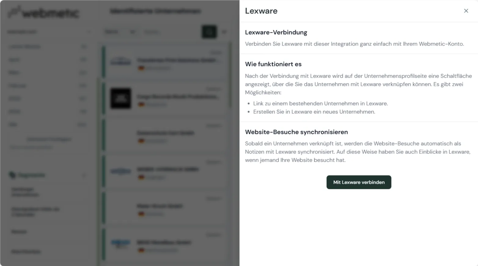 Webmetic Integration mit Lexware Office